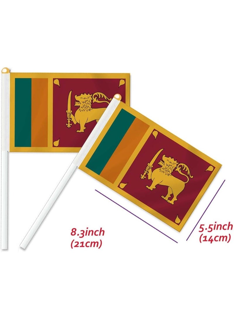 Sri Lanka National Flag Hand Flag – A5 Size | With Plastic Stick | Desk, Events & National Day Decoration - Image 2